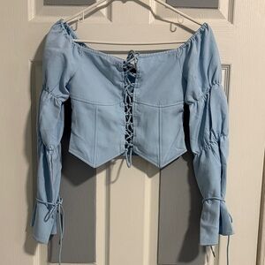 Maniere De Voir Sky Blue Corset Blouse NWT